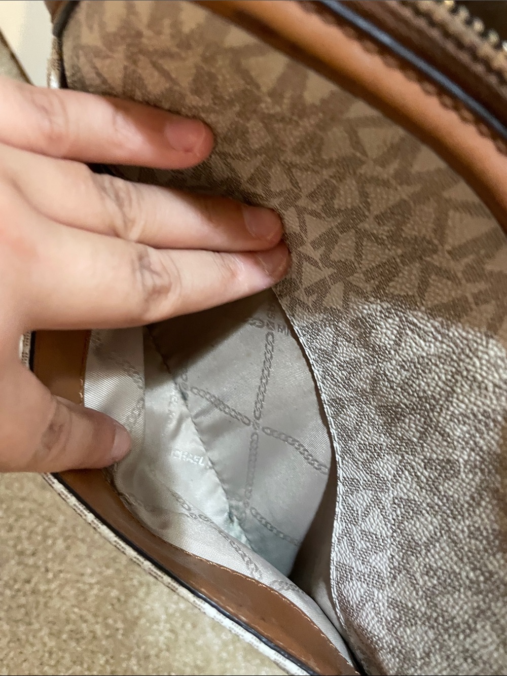 MICHAEL Michael Kors Beige and Brown MK Logo Crossbody Bag - Picture 5 of 7